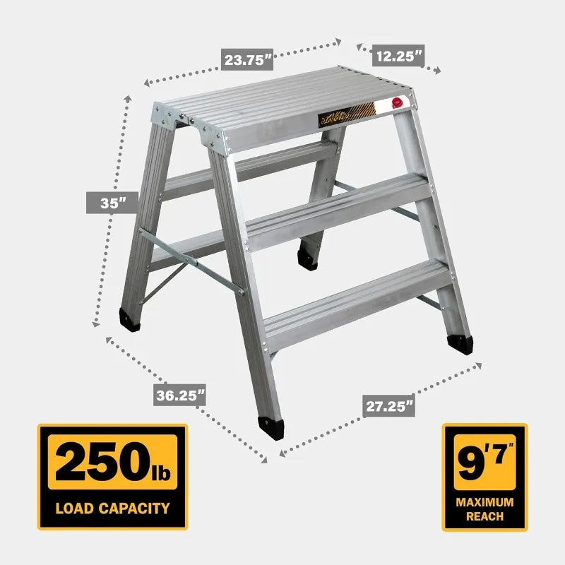 E-PWS7100AL Buildman Grade 3-ft. Work Stand Saw Horse, Small Step Ladder for Home Improvement and Construction Scaffol