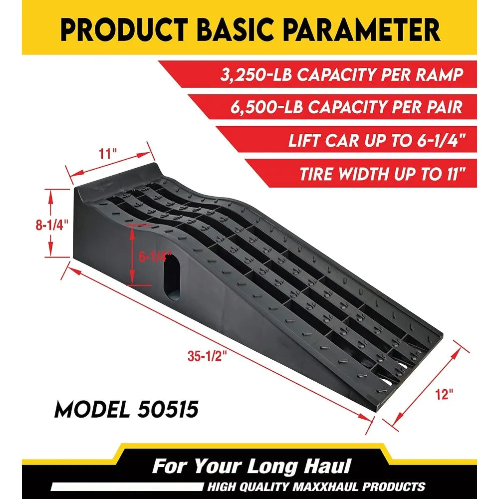 2 Pack Heavy Duty Lift Car Ramps 13000 Lb GVW Deep Grooved