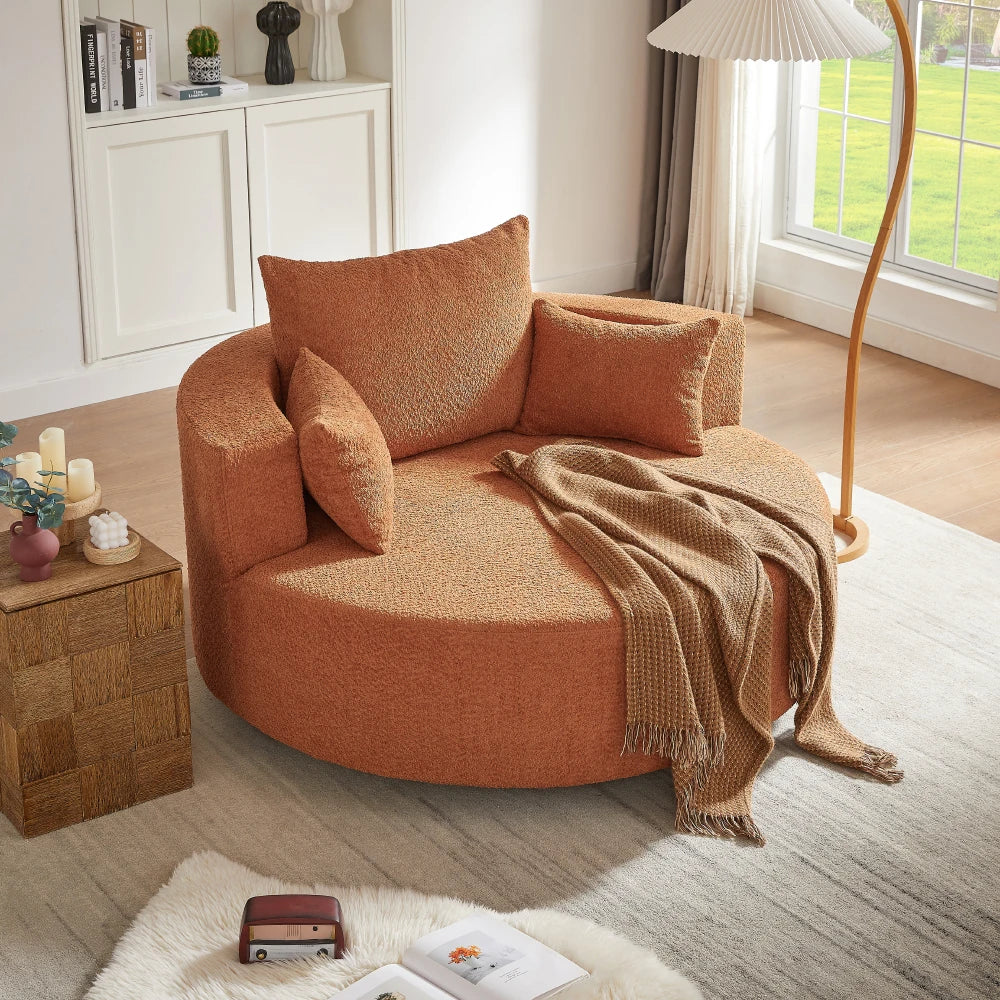 Filler 360 Degree Swivel Barrel Chair With Pillows Included