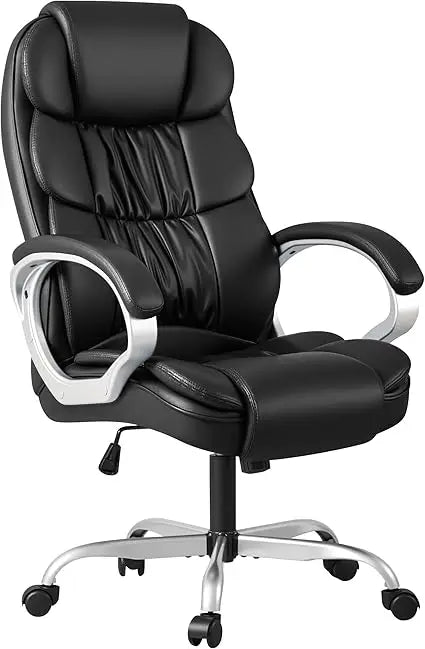 PU Leather High Back Desk Chair With Adjustable Armrests