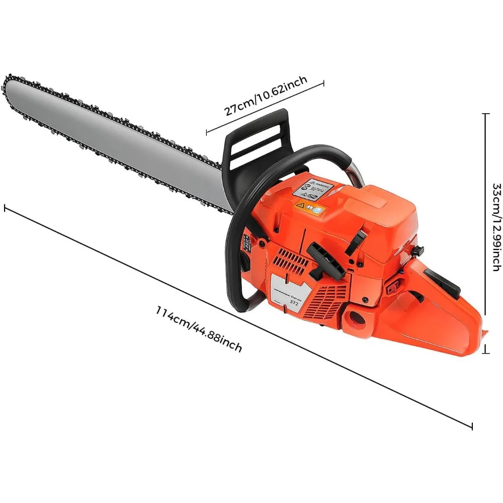 71cc 2-Cycle Gas Powered Chainsaw, 28" Guide Bar, Professional Wood & Tree Cutting Tool with Anti-Vibration Handle, Easy Start,