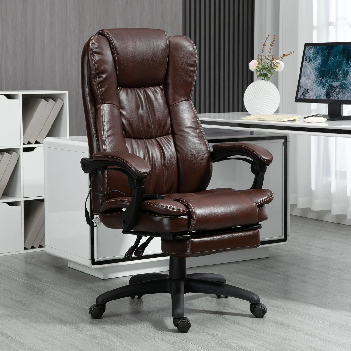 Ergonomic Massaging Vibrating Pu Leather Home Office Swivel Desk Rocking Chair