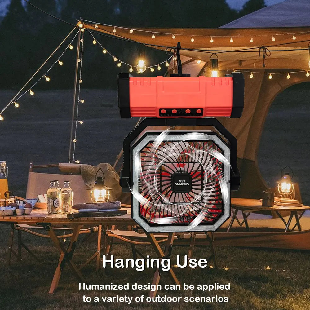 Camping Ceiling Fan 20000Mah Rechargeable Camping Circulator with Light and Remote Control Cool Air Circulation Camping Fan