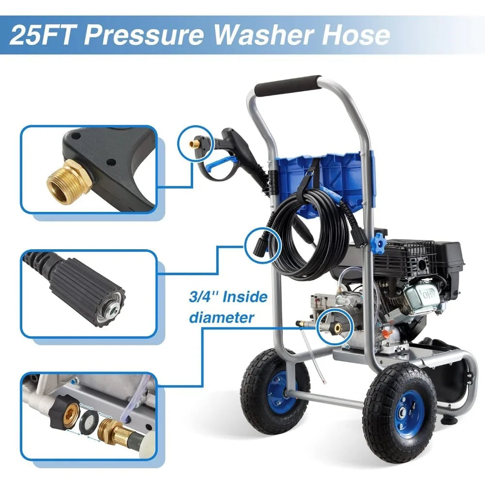 3500PSI Gas Pressure Washer, 2.3GPM Gas Powered High Pressure Washer with 209CC Engine, 4 Adjustable Nozzles,