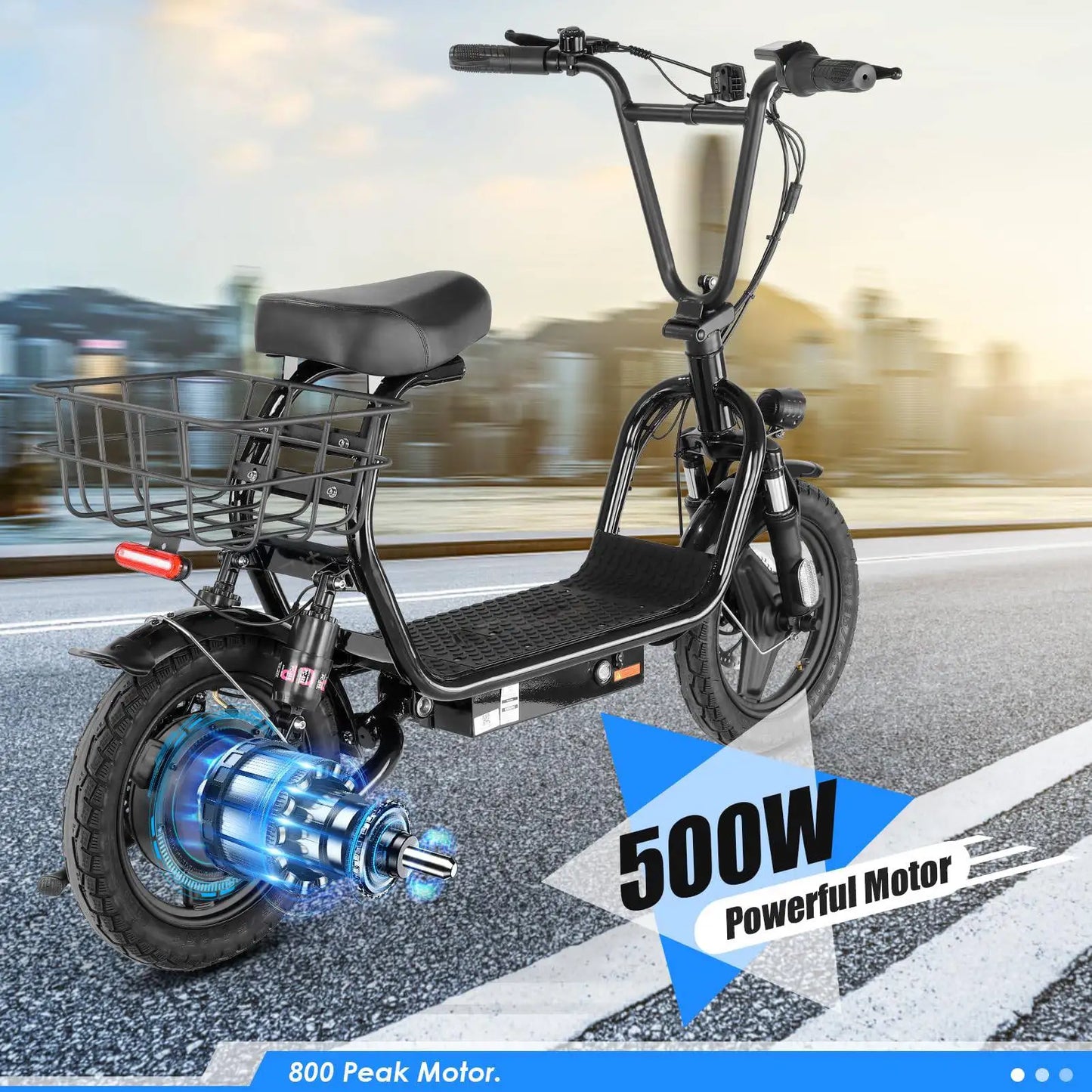 CAROMA 500W Electric Scooter With Seat And Folding Model