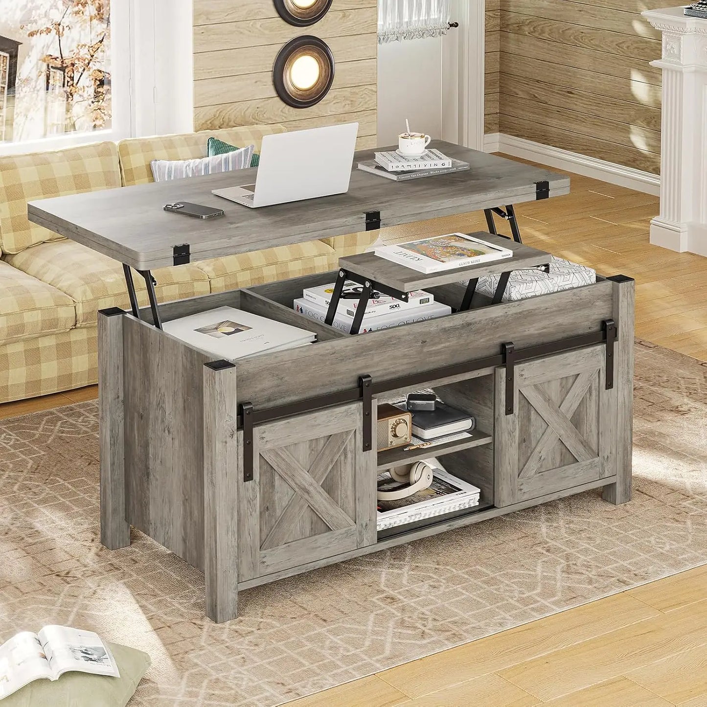 Lift Top Coffee Table, 4 in 1 Multi-Function Storage