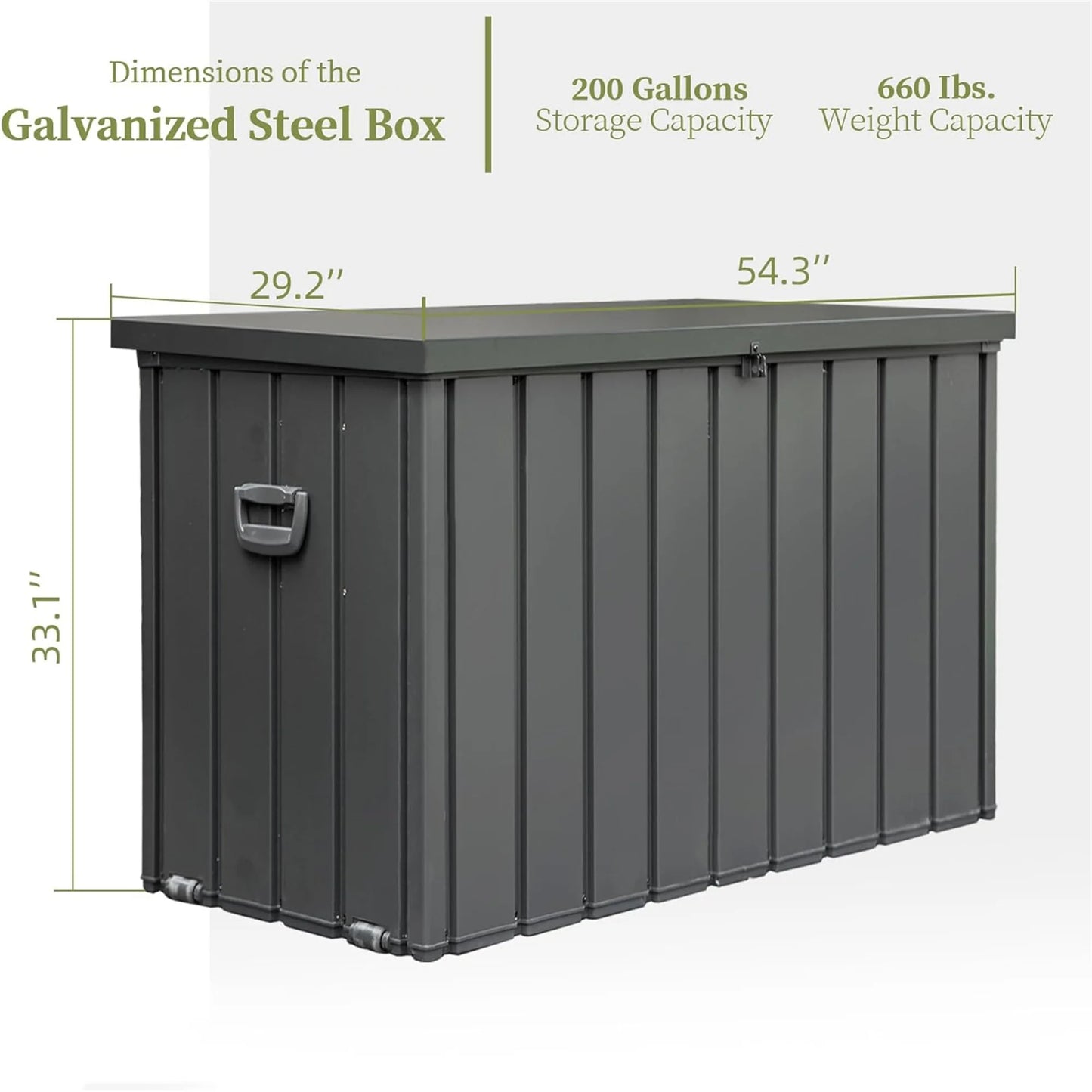 200 Gallon Steel Deck Box Lockable Waterproof Storage Container