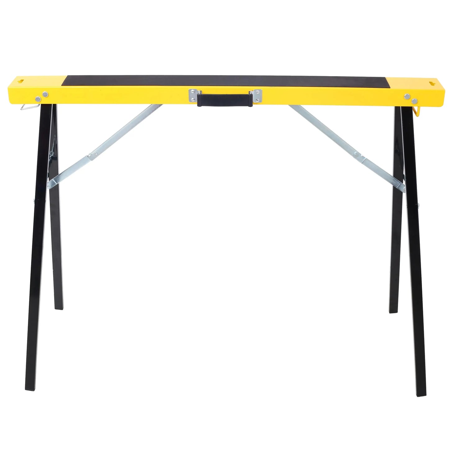 2 Pack Folding Portable Saw Horses - Heavy Duty Steel Workbench with Quick Open Legs & Handle, Assembled in Yellow & Black