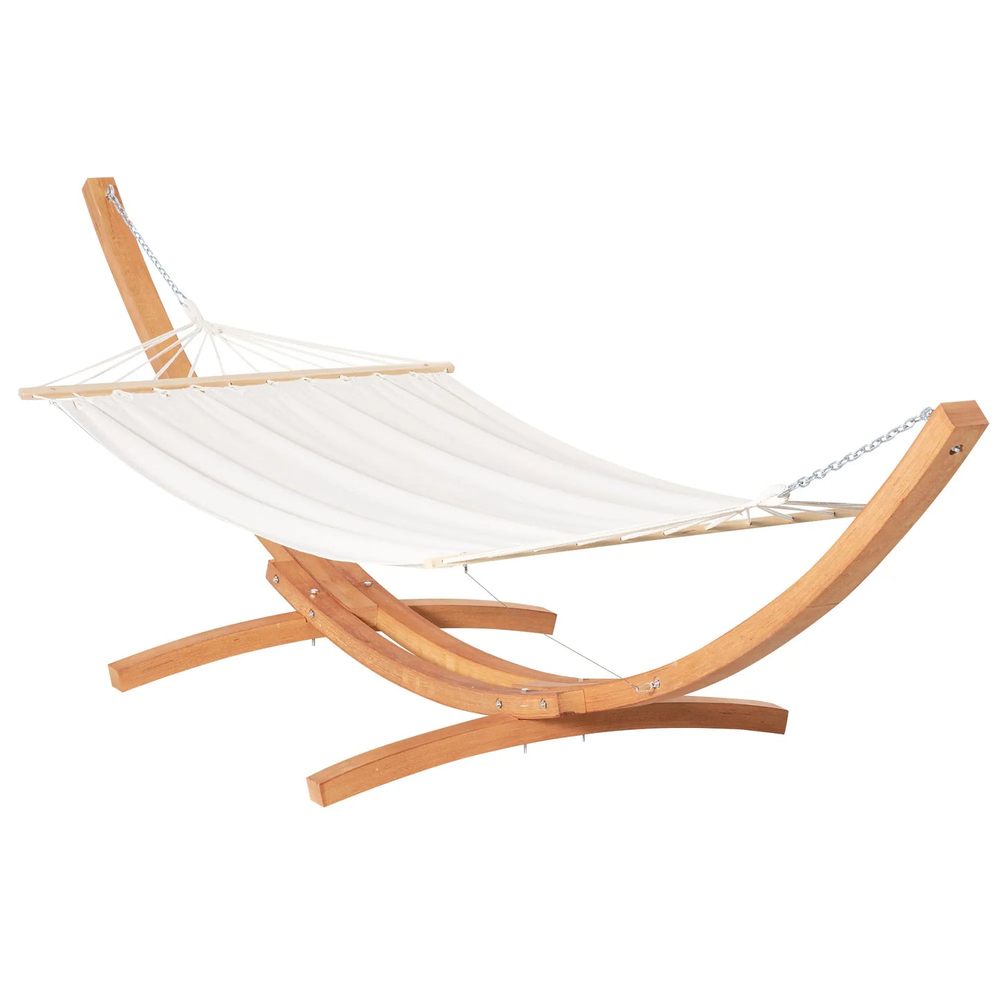 Outsunny 13' Hammock with Wood Stand for Indoor or Outdoor Cotton White