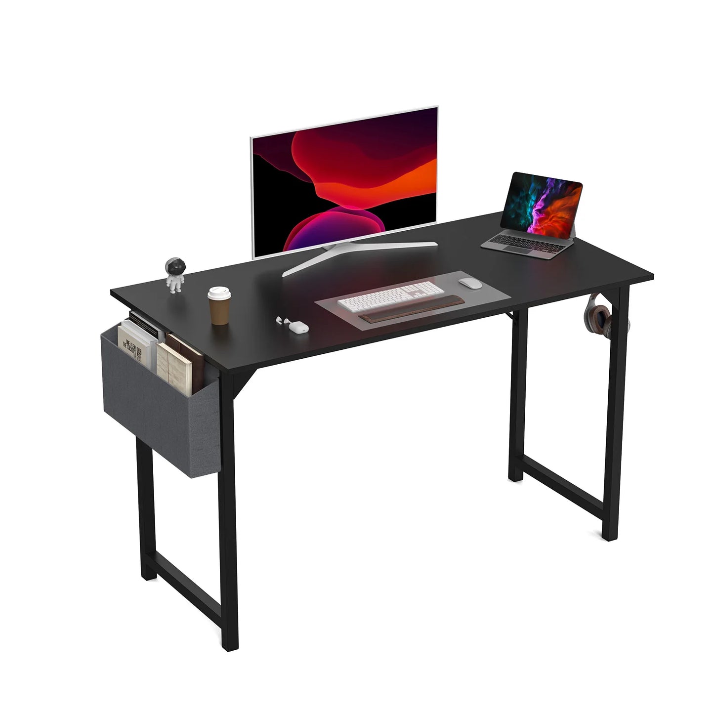 JHK Computer Desk Office Gaming Table with Side Bag Headphone Hook