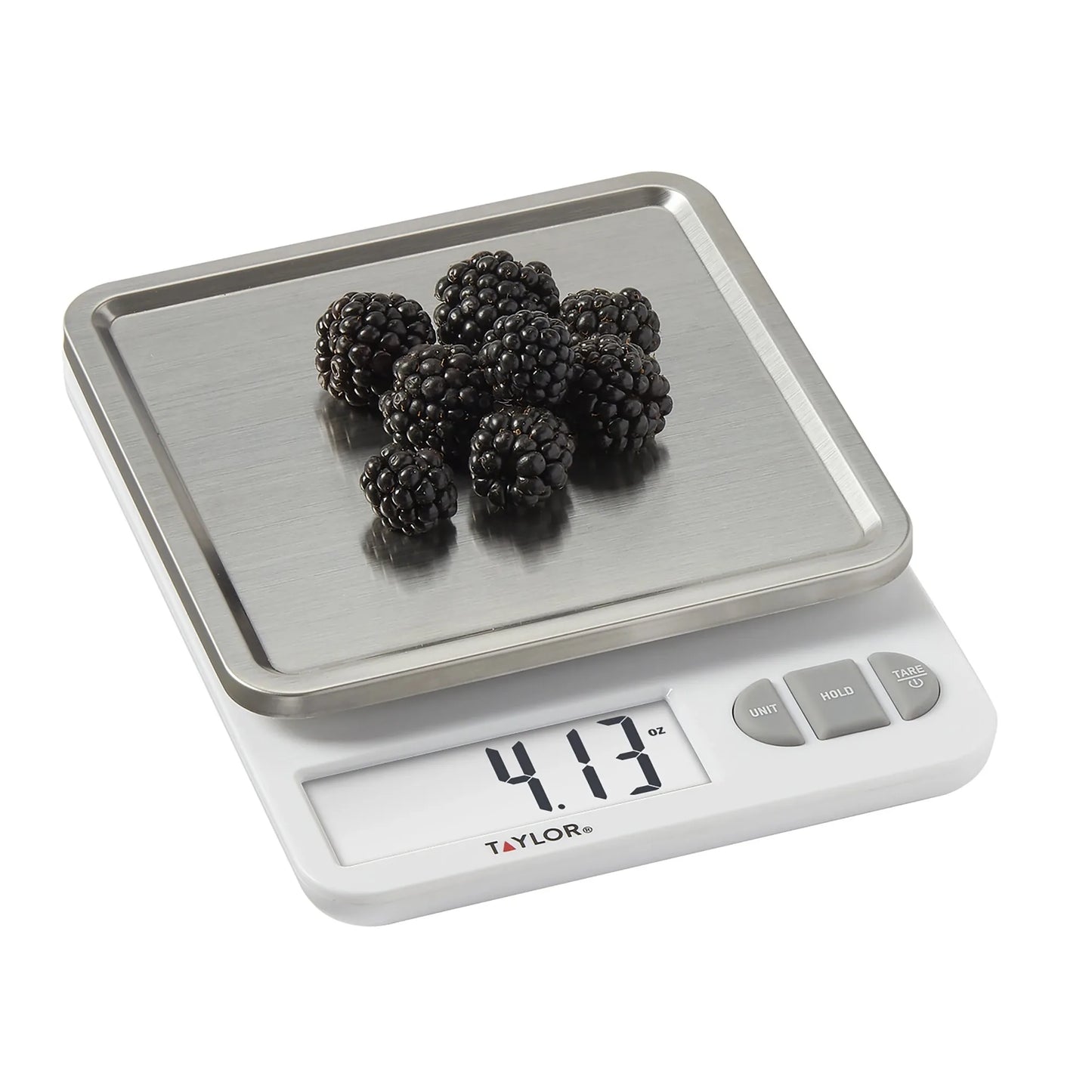 11lb Digital Kitchen Scale and Food Scale with Removable Stainless Steel Tray Cooking, Baking, Meal Prepping White