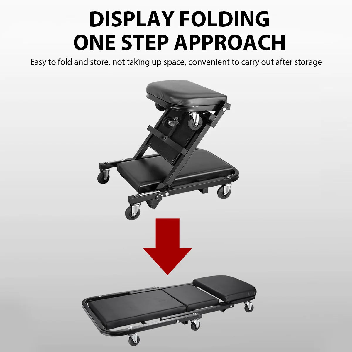 Folding Car Repair Stool Auto Maintenance Work Bench Chair with Wheels Roller Creeper Seat