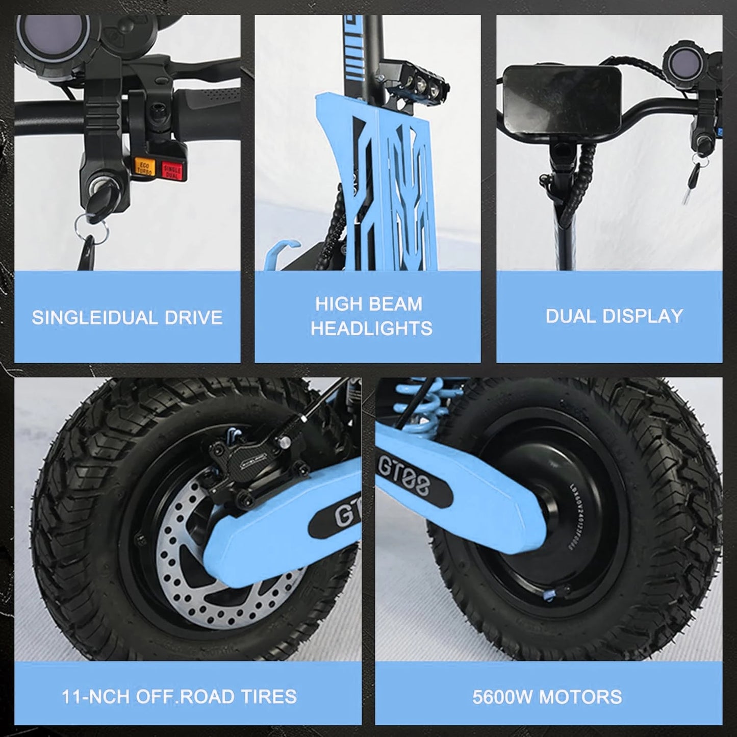 GT08 Electric Scooter With Seat Dual Motors 46 MPH Off Road