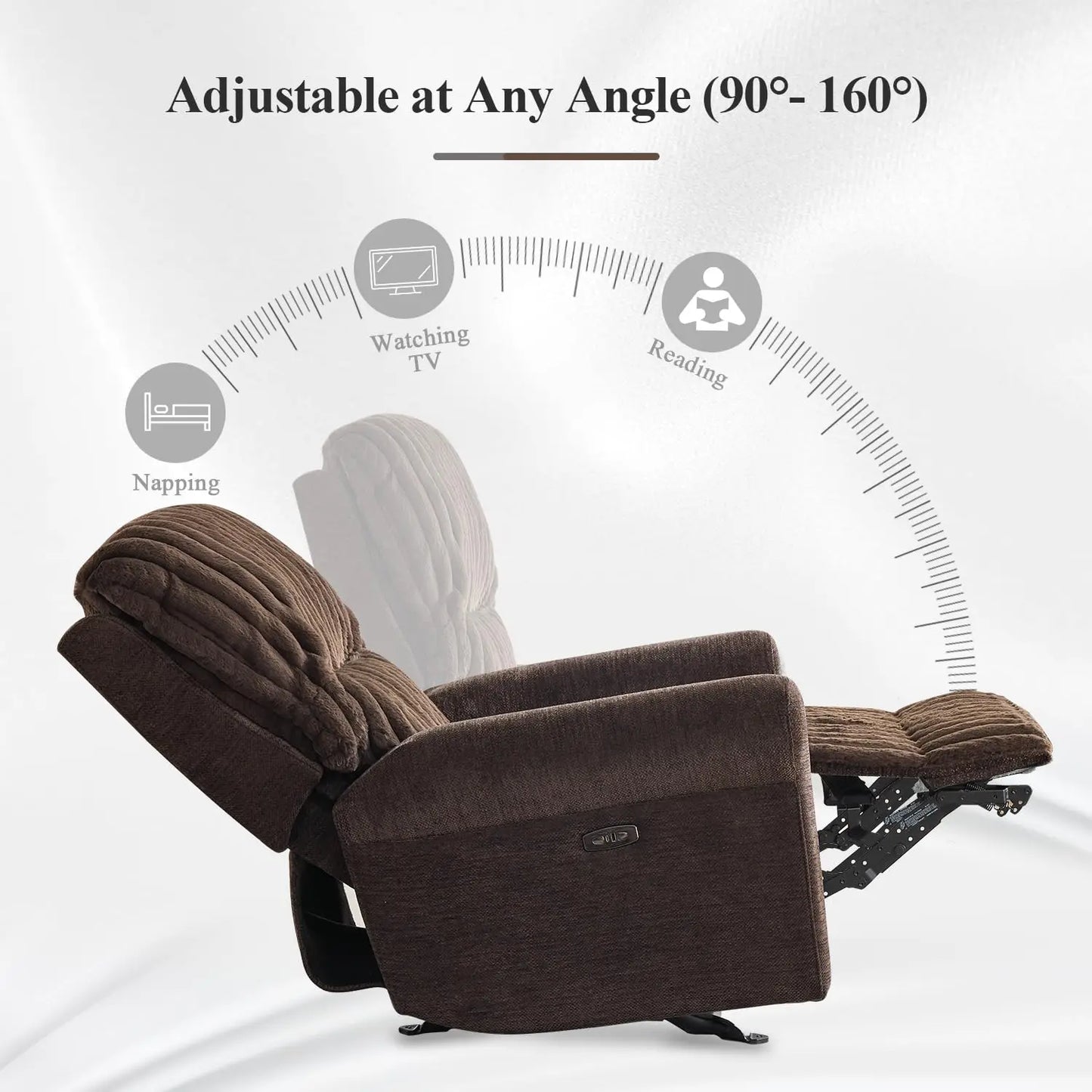 Power Glider Recliner Chair, Faux Fur Reclining Rocking Chair, Single Power Rocker Chair with USB Port, Type-C,