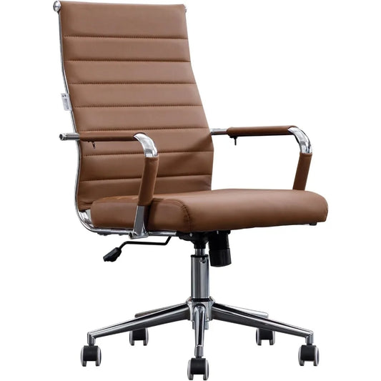 Ribbed Modern Leather Office Chairs Ergonomic High Back