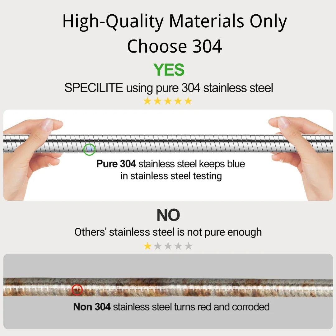 100FT 304 Stainless Steel Garden Hose Metal Heavy Duty Water Hoses with Nozzles for Yard Outdoor Flexible Never Kink & Tangle