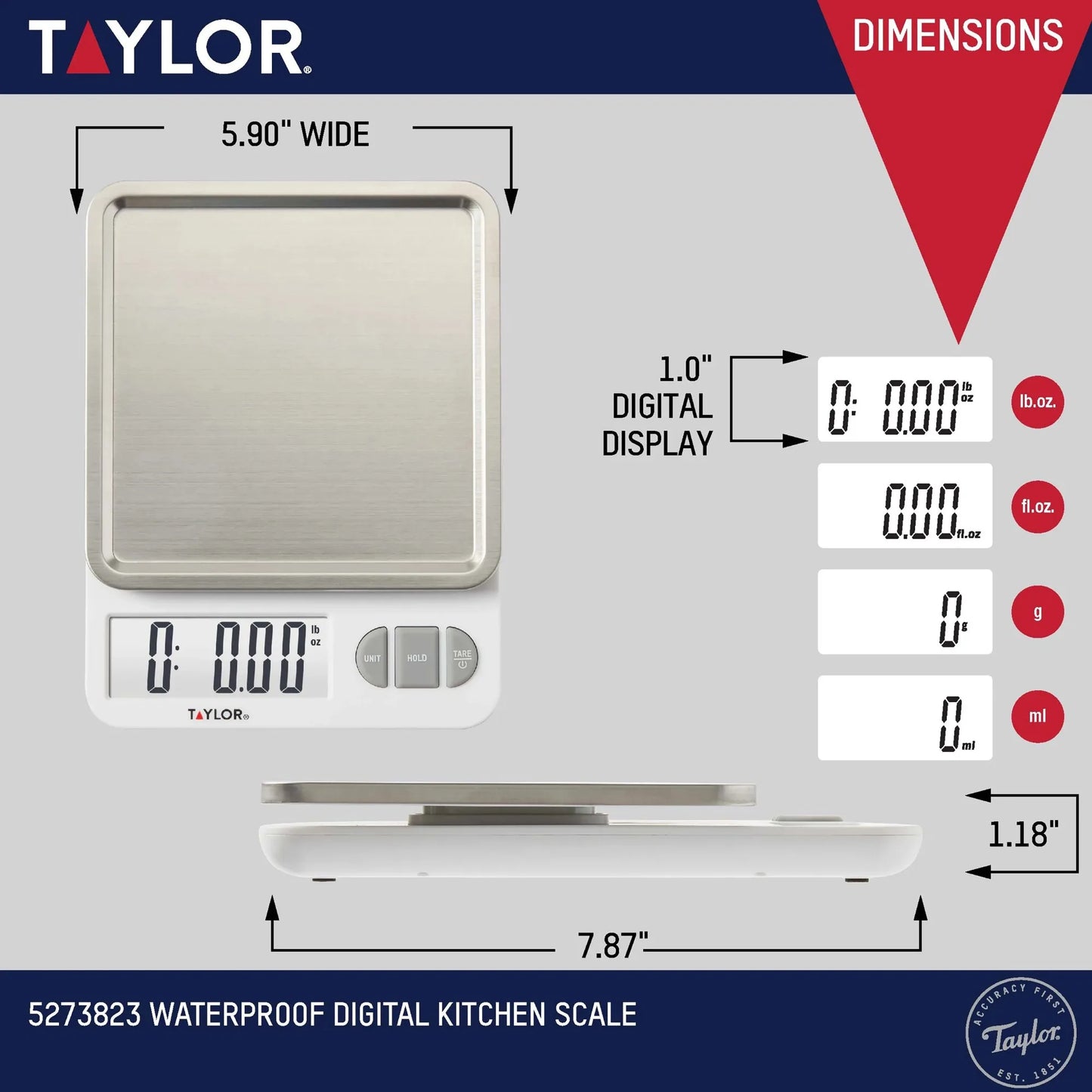 11lb Digital Kitchen Scale and Food Scale with Removable Stainless Steel Tray Cooking, Baking, Meal Prepping White