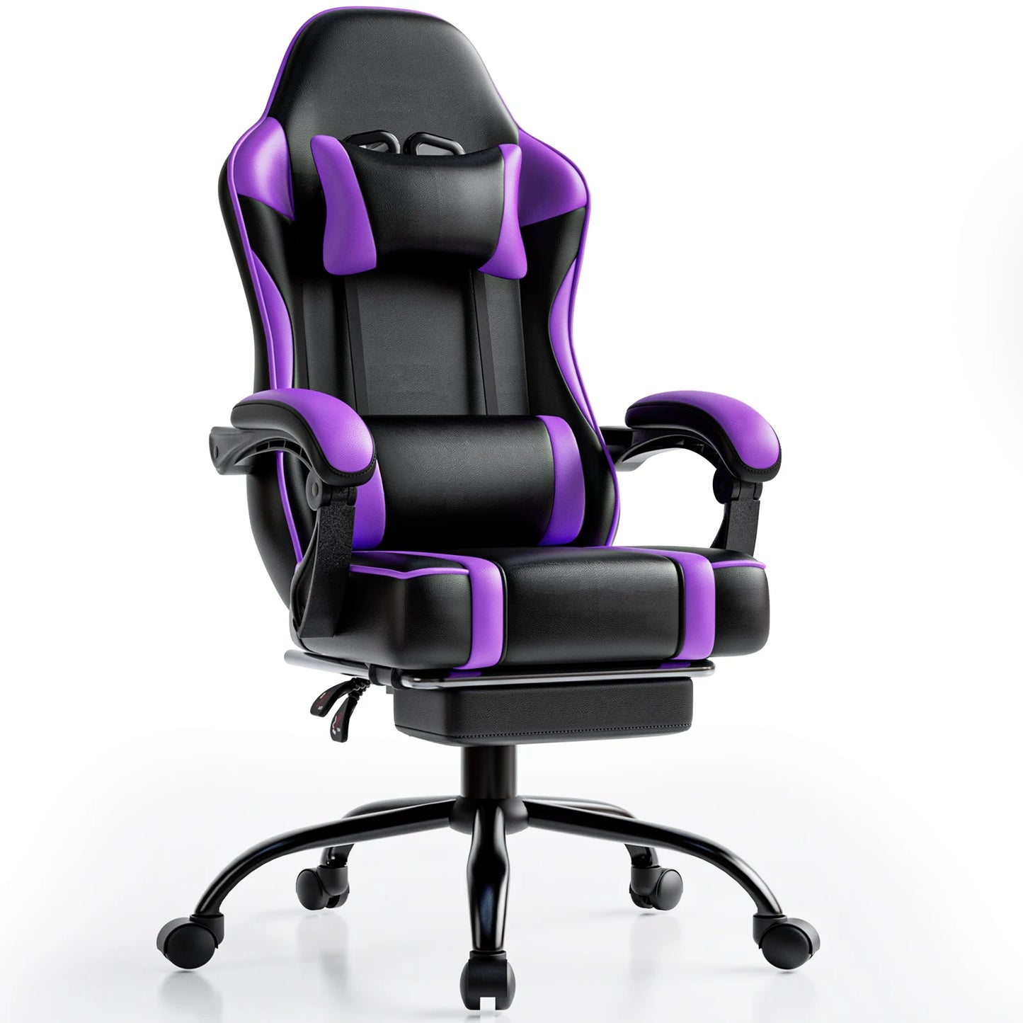 Gaming Chair with Footrest PU Leather Video Game Chair for Adults Reclining Gamer Chair Office Desk Chair