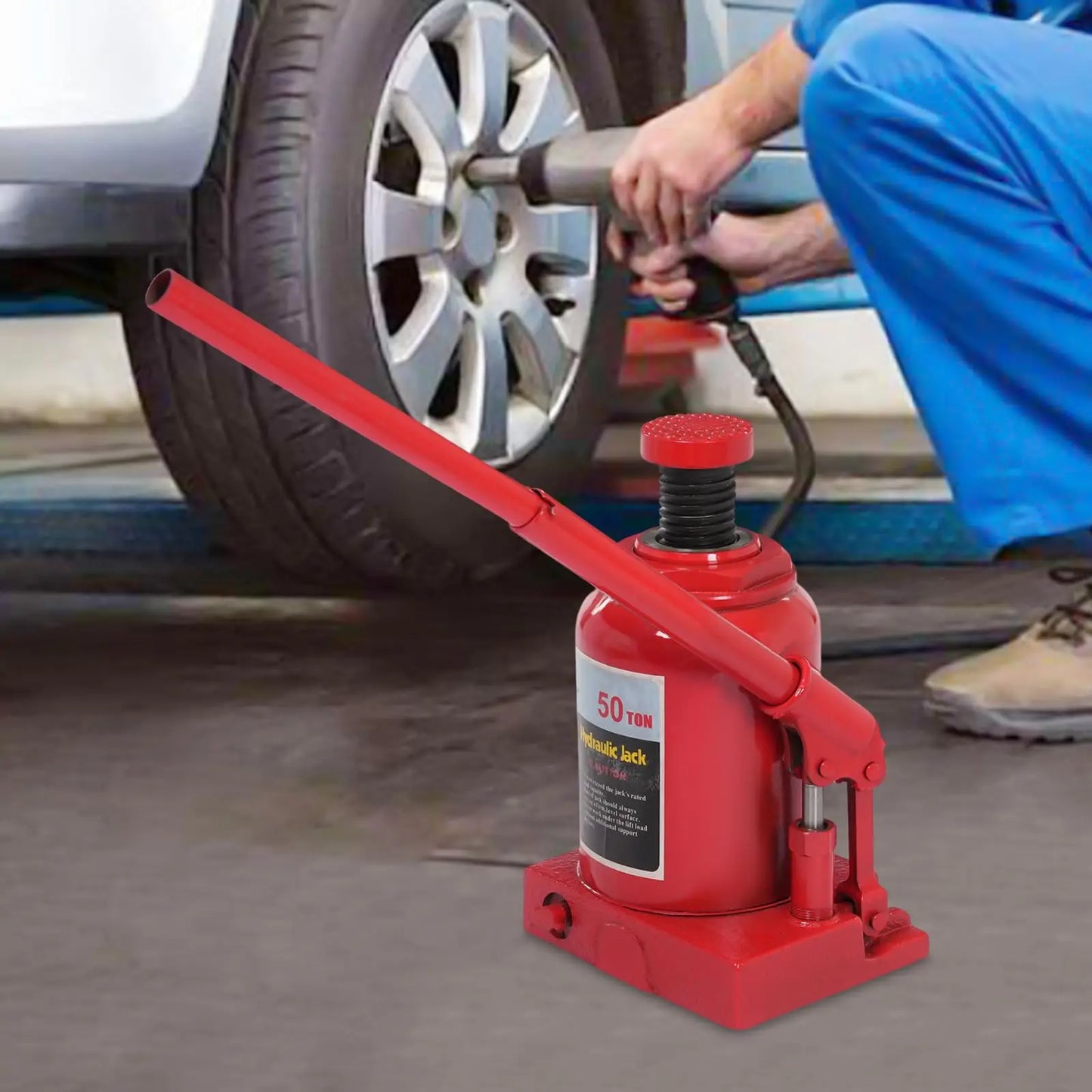 Hydraulic Welded Bottle Jack 30 Ton Capacity for Auto Repair and House Lift Red