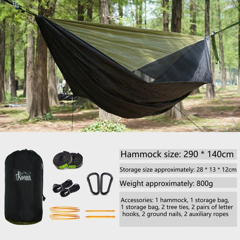 New Portable Camping Hammocks With Mosquito Net Awning Outdoor Garden Travel Sleeping Hanging Hammock Swing For Nature Hike