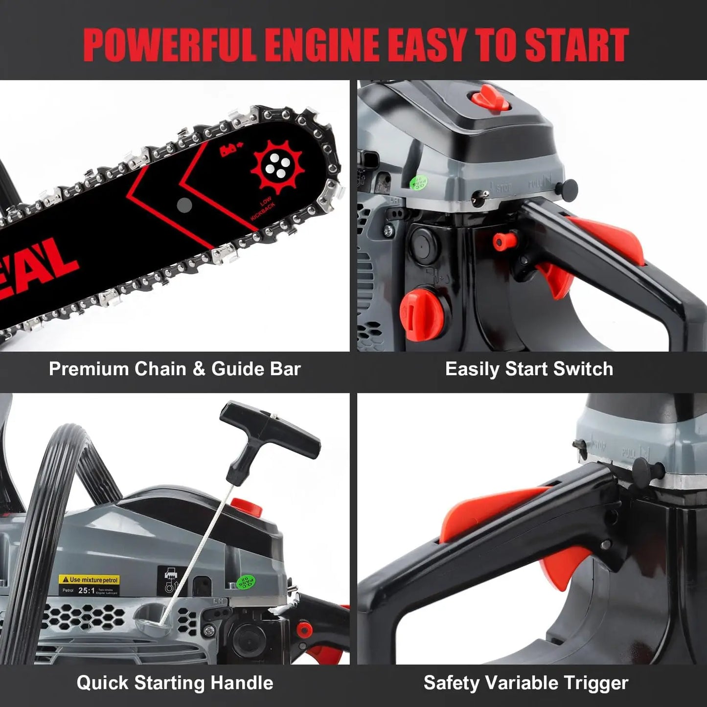 Gas Powered Chainsaw 20IN 6220G 62CC 2-Cycle Gas Powered Chainsaw Handheld Cordless Petrol Gasoline Chain Saw for Farm, Garden a