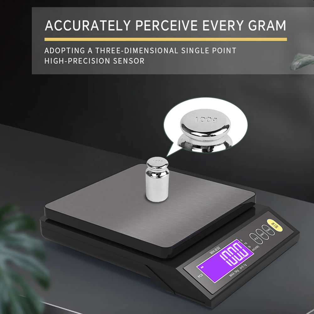 Rechargeable Baking Electric Scale IP67 Waterproof Kitchen Scale w/ Counting Tare Zeroing Auto Power Off Electronic Weigher