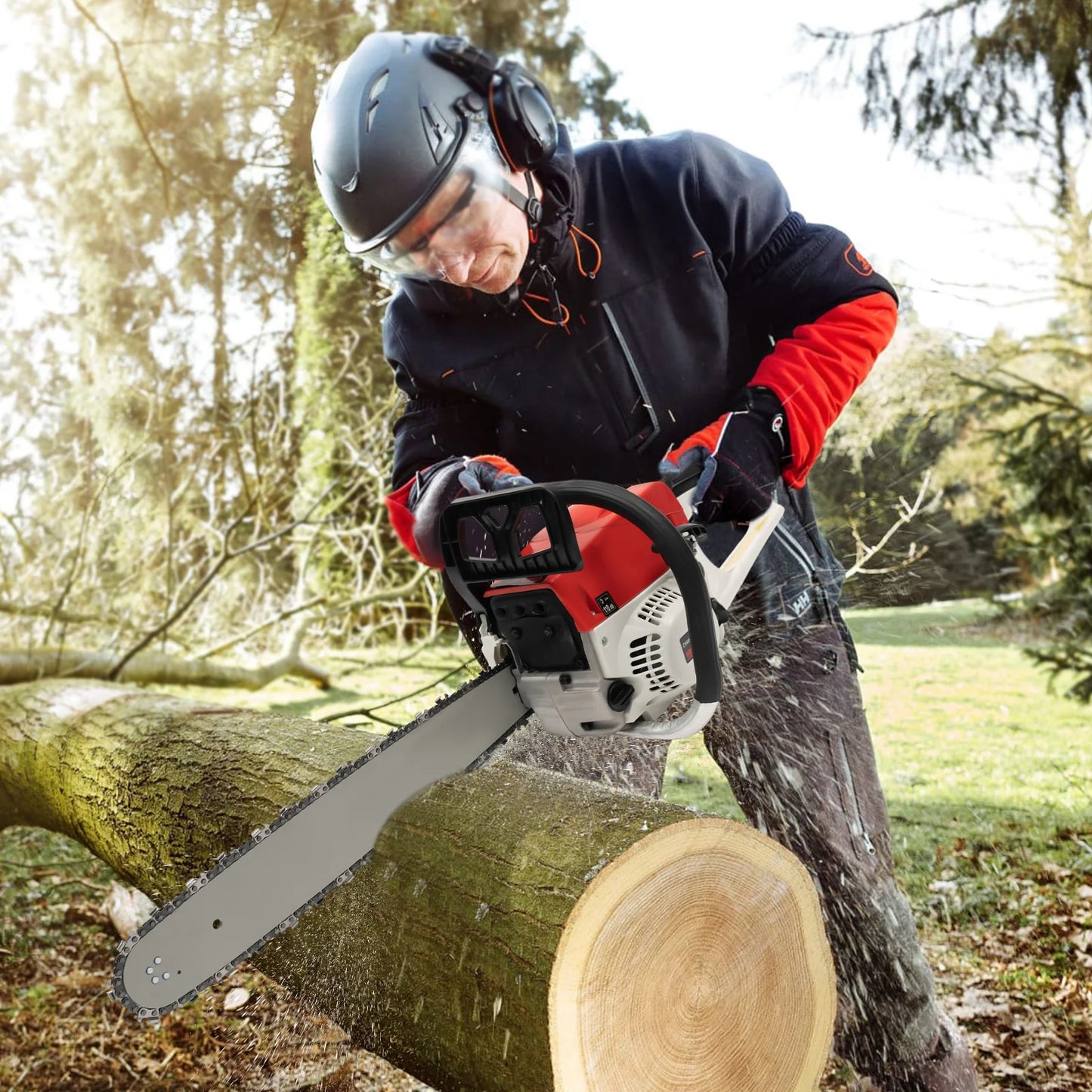 20 inch 52CC Gas-powered Chainsaw Cutting Wood Gas Sawing Chain Saw Set