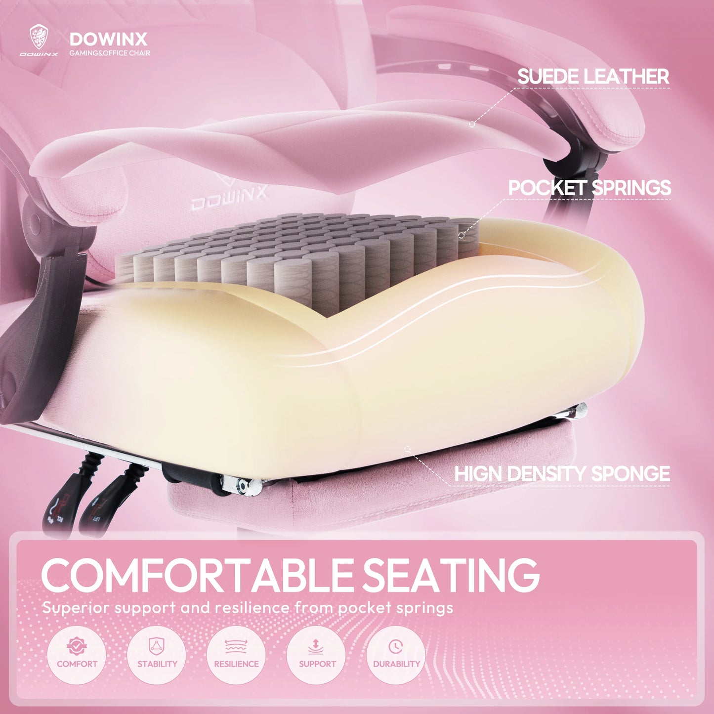 Dowinx Heated Massage Gaming Chair With Lumbar Support