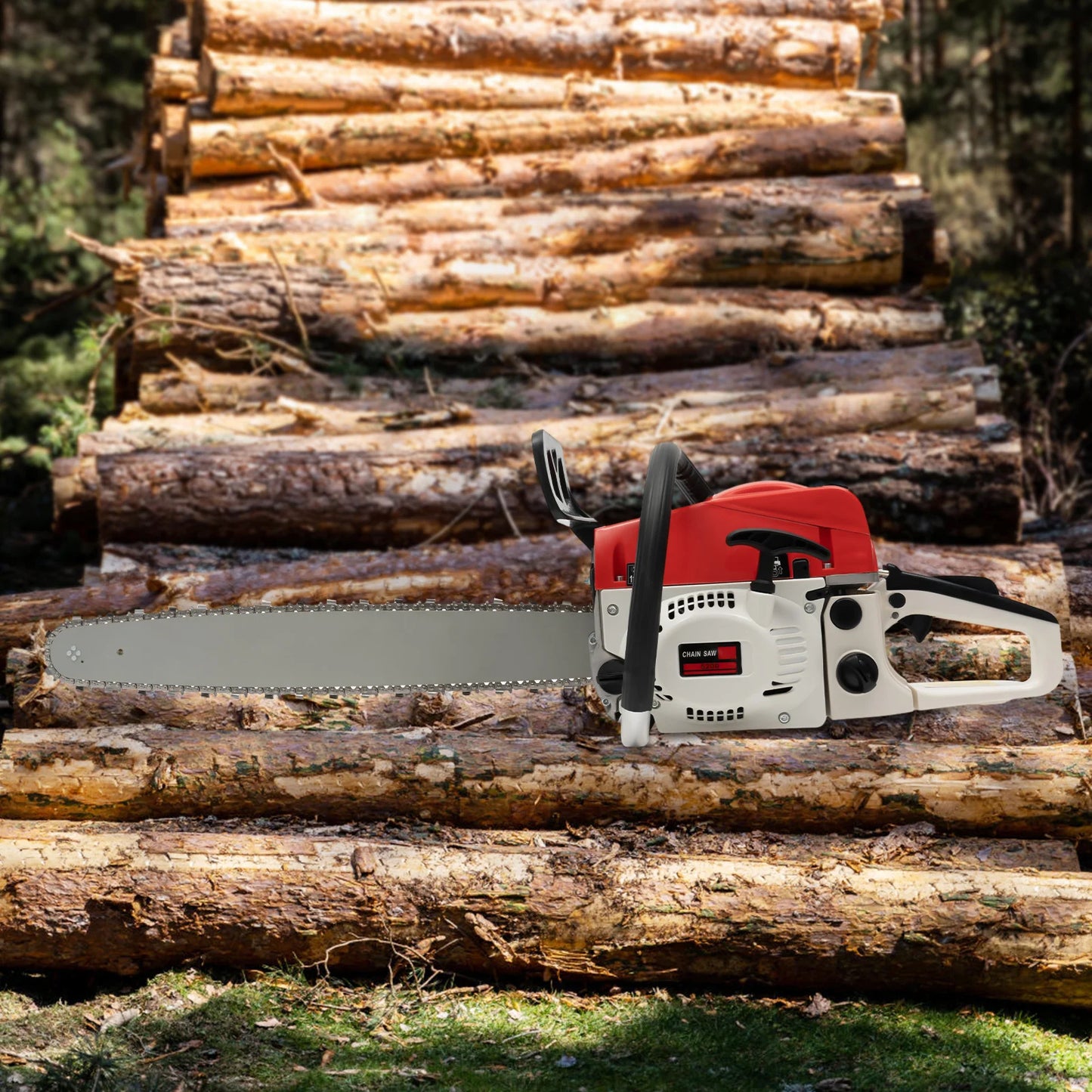 2 Stroke Gas-powered Chainsaw 52CC Gasoline Chain Saw Set Single Cylinder Air-cooled for Cutting Wood