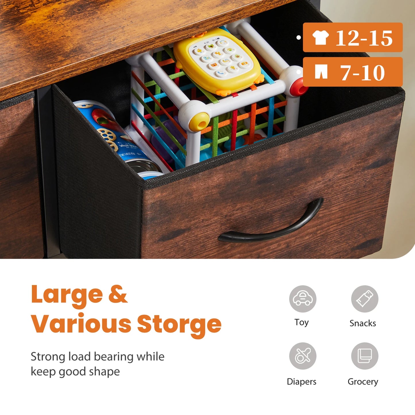 JHK Dresser For Bedroom With 9 Fabric Storage Drawer Wardrobe Tall Chest