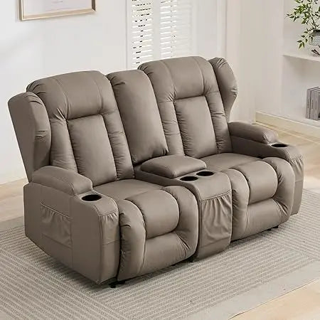65.5" RV Loveseat Double Recliner With Console | Wall Hugger Reclining Sofa | Theater Seats Couch Furniture for RV and Home
