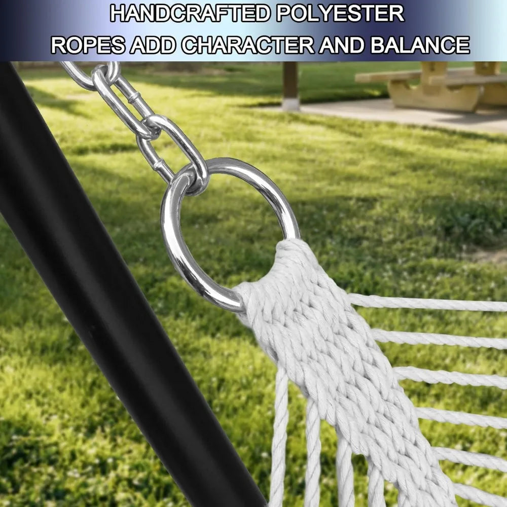 Outdoor Quilted Fabric Hammock with Spreader Bars and Detachable Pillow and Chains,Outdoor Patio Backyard, Hammocks
