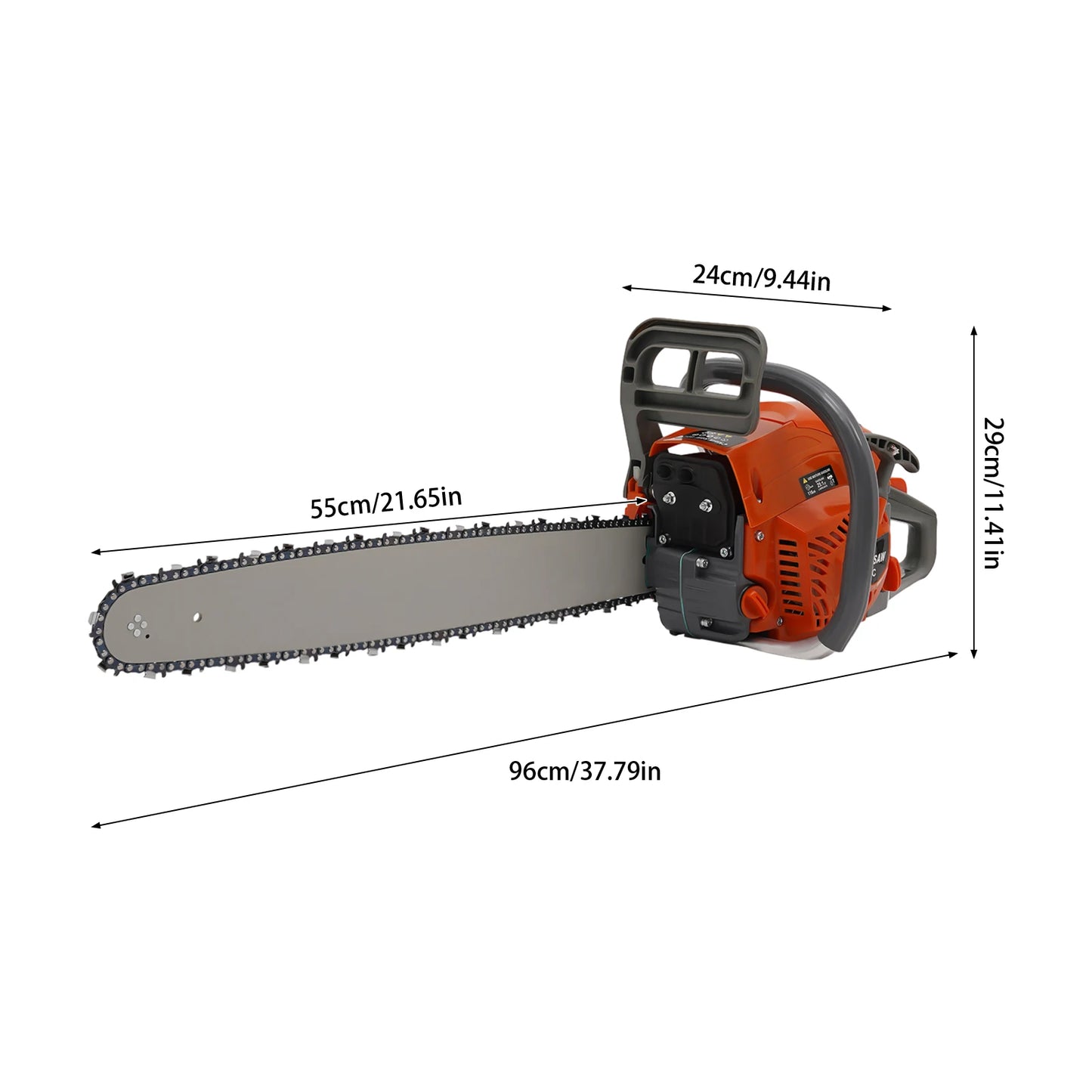 60cc Gas Powered Chainsaw with 22'' Guide Bar Saw Chain 2-Stroke Engine Cut Wood
