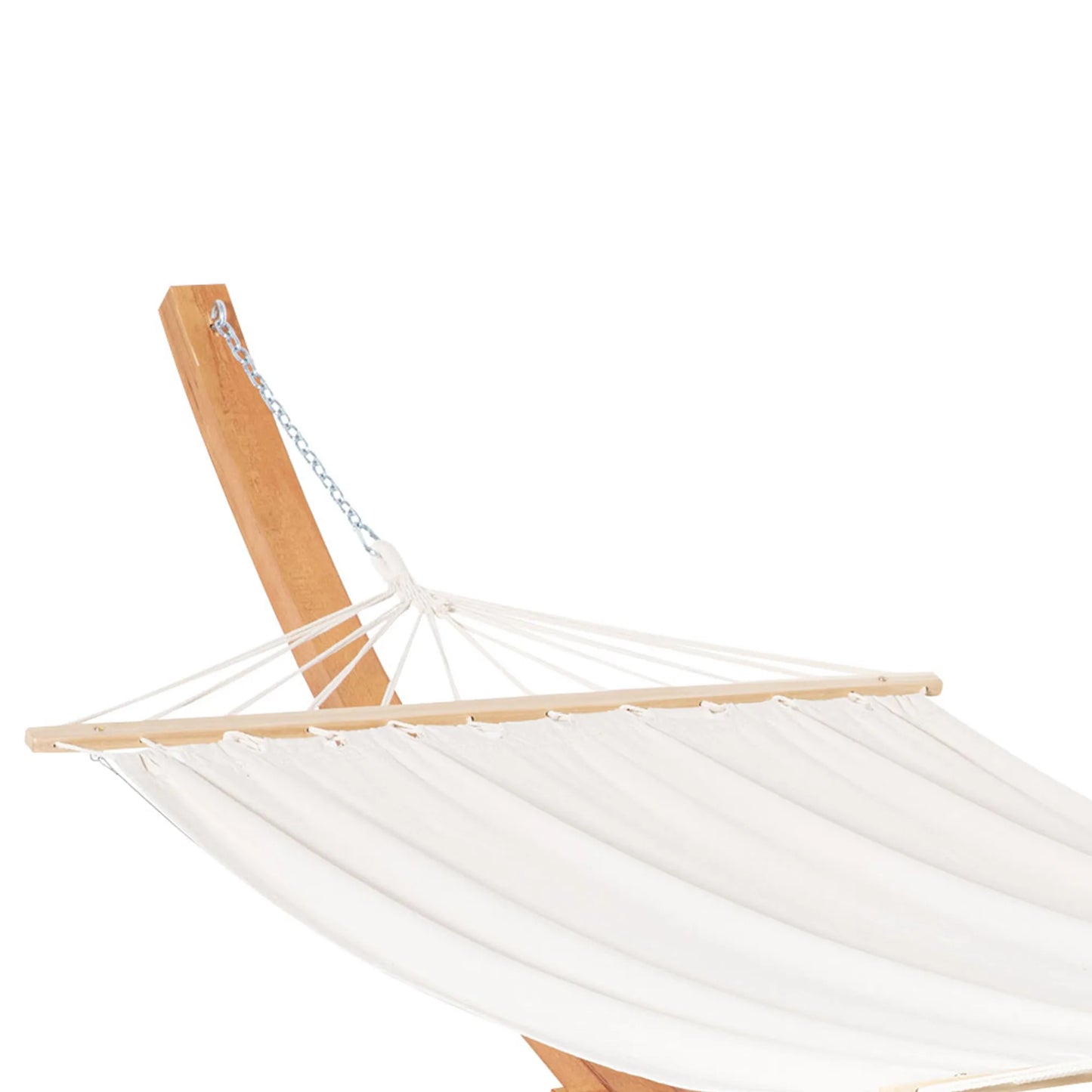 Outsunny 13' Hammock with Wood Stand for Indoor or Outdoor Cotton White