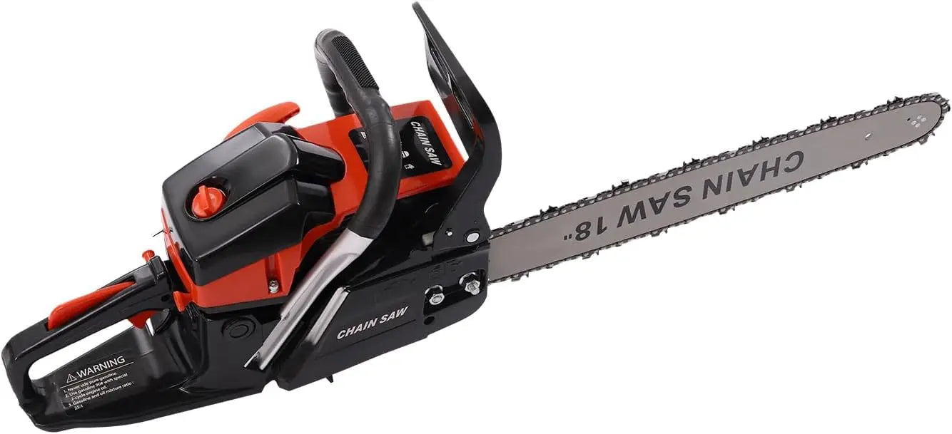 18 inch Chainsaw Gas Powered 2-Stroke 58CC 4.4HP Handheld Cordless Gasoline Chain Saws for Trees Wood Forest Cutting