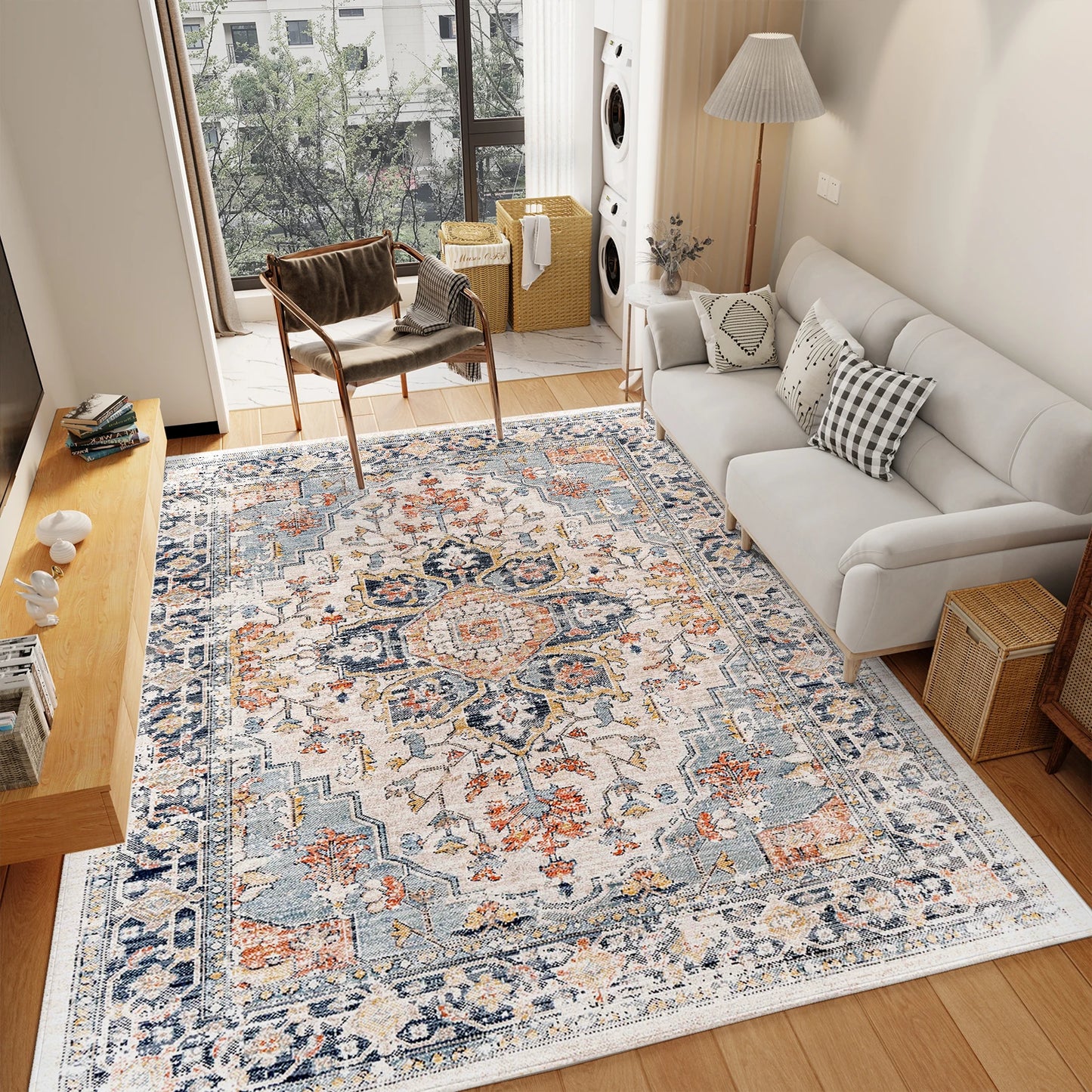 Vintage Boho Washable Non-Slip Area Rug