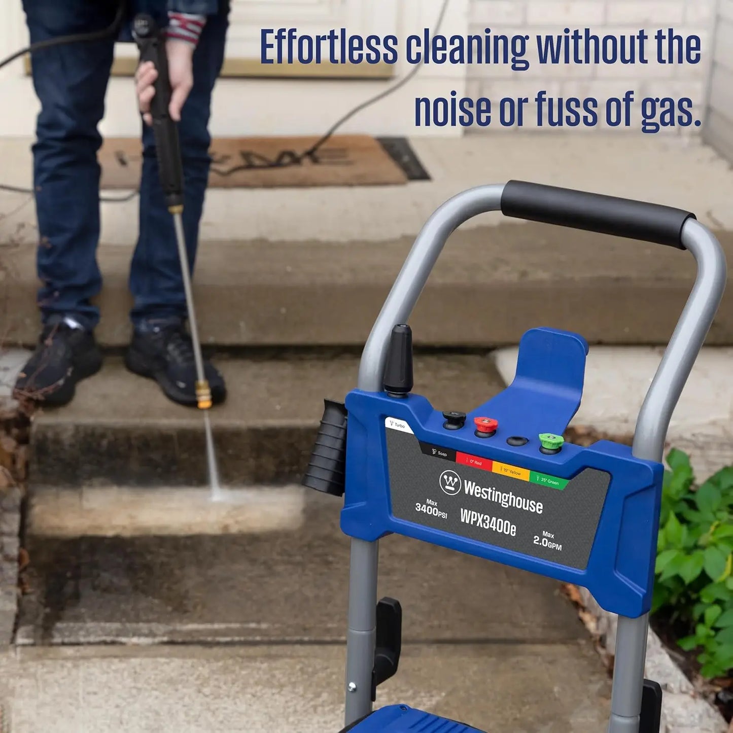 WPX3400e Electric Pressure Washer, 3400 Max PSI and 2.0 Max GPM, Brushless Motor, Onboard Soap Tank, Spray Gun and Wand