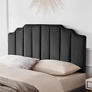 King Upholstered Headboard, Velvet Headboard King, Tufted King Headboard only, Elegantly Curved King Size Headboard only, Modern
