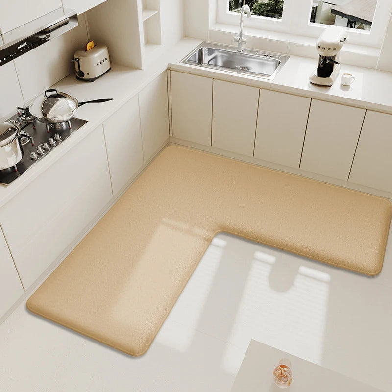 L-shaped kitchen large size absorbent carpet thick sponge soft oil absorption non-slip mat dirt-resistant foot mat