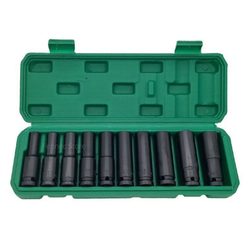 10pcs 1/2-Inch Drive Deep Impact Socket Set for Repair Tools
