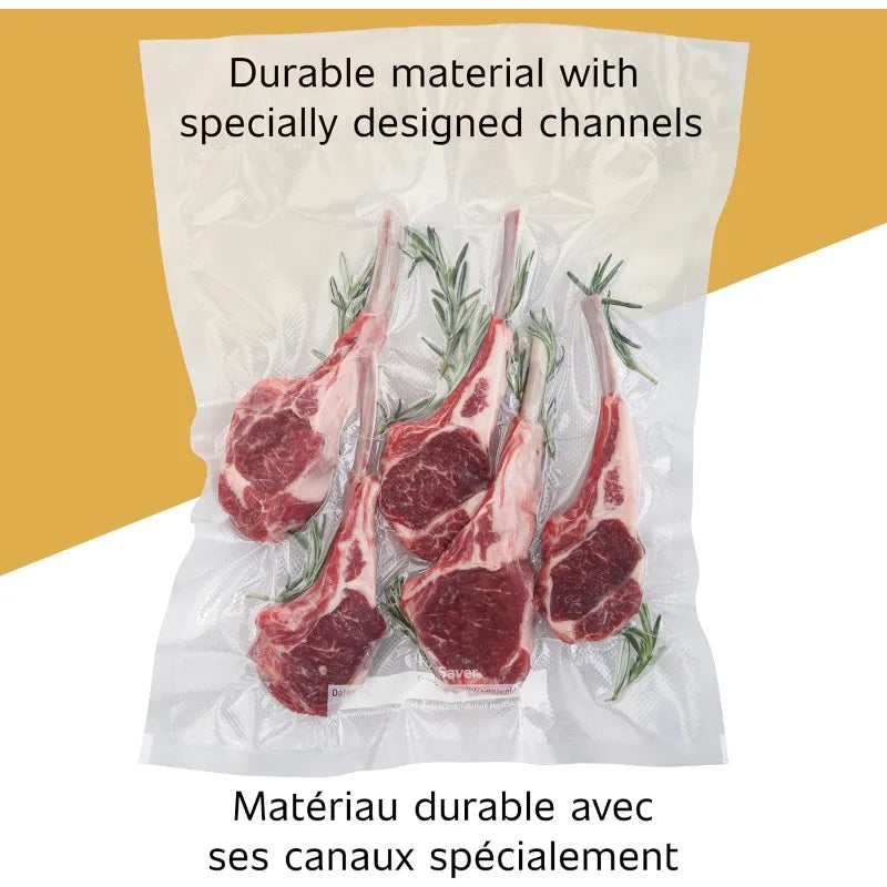 Custom Length Vacuum Sealer Bags Multipack, 5 Count Rolls For Airtight Food Storage And Sous Vide - Compatible With Fo
