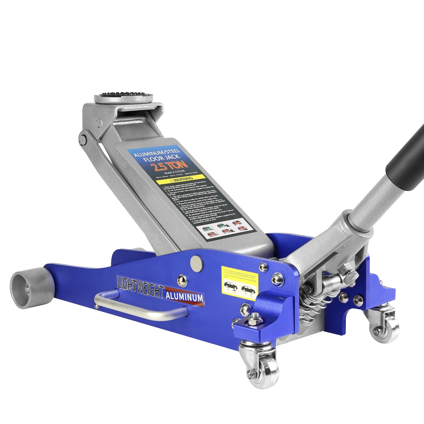 Hydraulic Low Profile Aluminum and Steel Racing Floor Jack with Dual Piston Quick Lift Pump 2.5 Ton Capacity