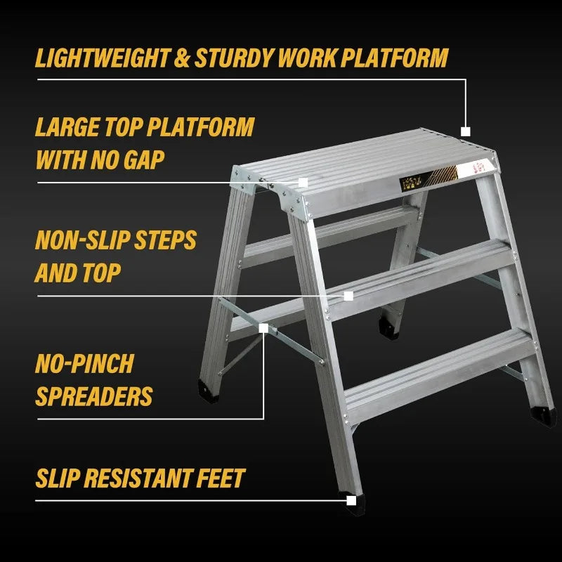 E-PWS7100AL Buildman Grade 3-ft. Work Stand Saw Horse, Small Step Ladder for Home Improvement and Construction Scaffol