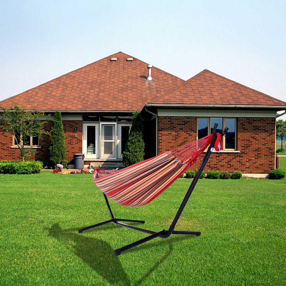 Portable Outdoor Polyester Hammock Set Red