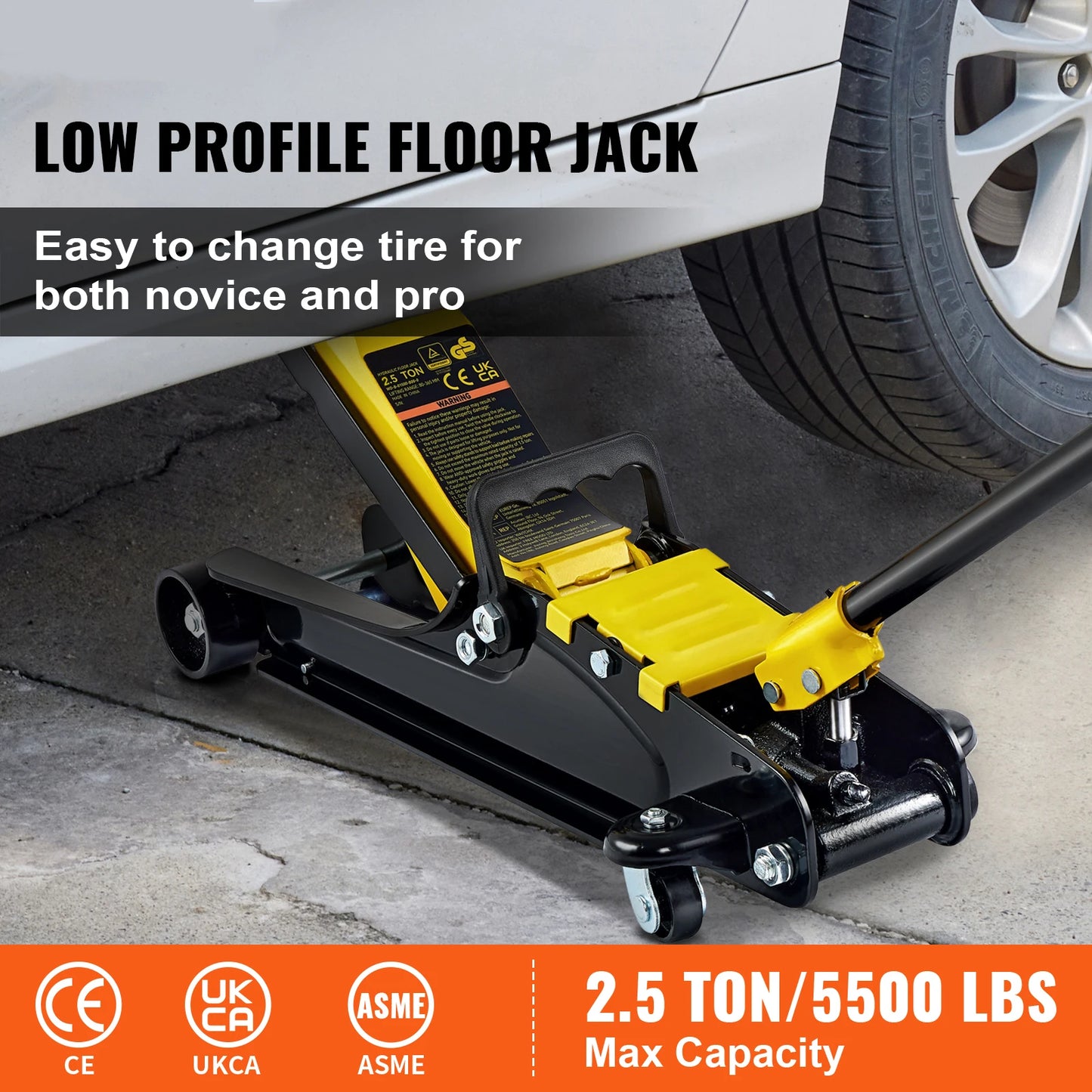 SucceBuy 2.5 Ton Hydraulic Floor Jack Low Profile Heavy Duty Steel Car Jack with Single Piston Lift Pump
