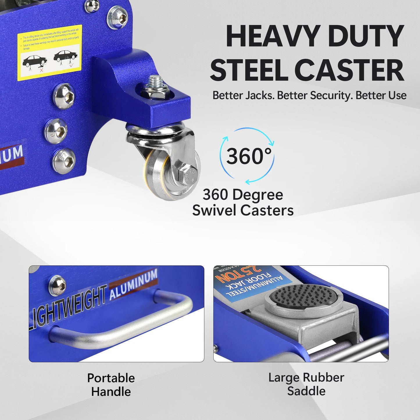 Hydraulic Low Profile Aluminum and Steel Racing Floor Jack with Dual Piston Quick Lift Pump 2.5 Ton Capacity