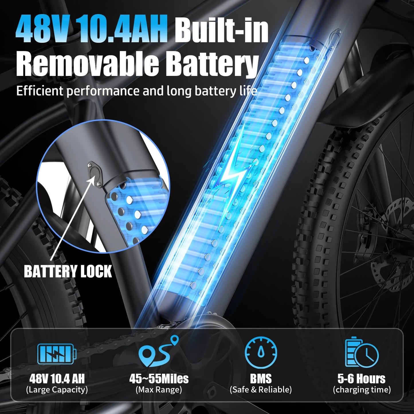 Max Speed Electric Mountain Bike Fat Tire 1000W Off Road
