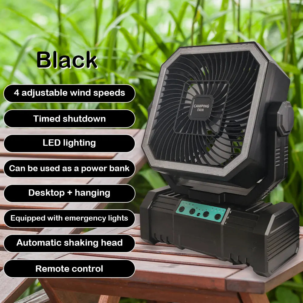 Camping Ceiling Fan 20000Mah Rechargeable Camping Circulator with Light and Remote Control Cool Air Circulation Camping Fan