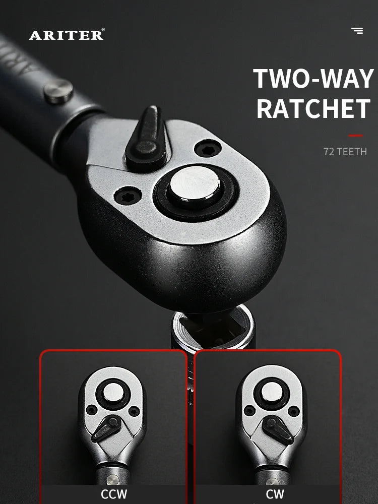 ARITER 1/2" 3/8" 1/4" Click Torque Wrench 72 teeth ±3% High Precision Professional Bicycle Car Repair tools