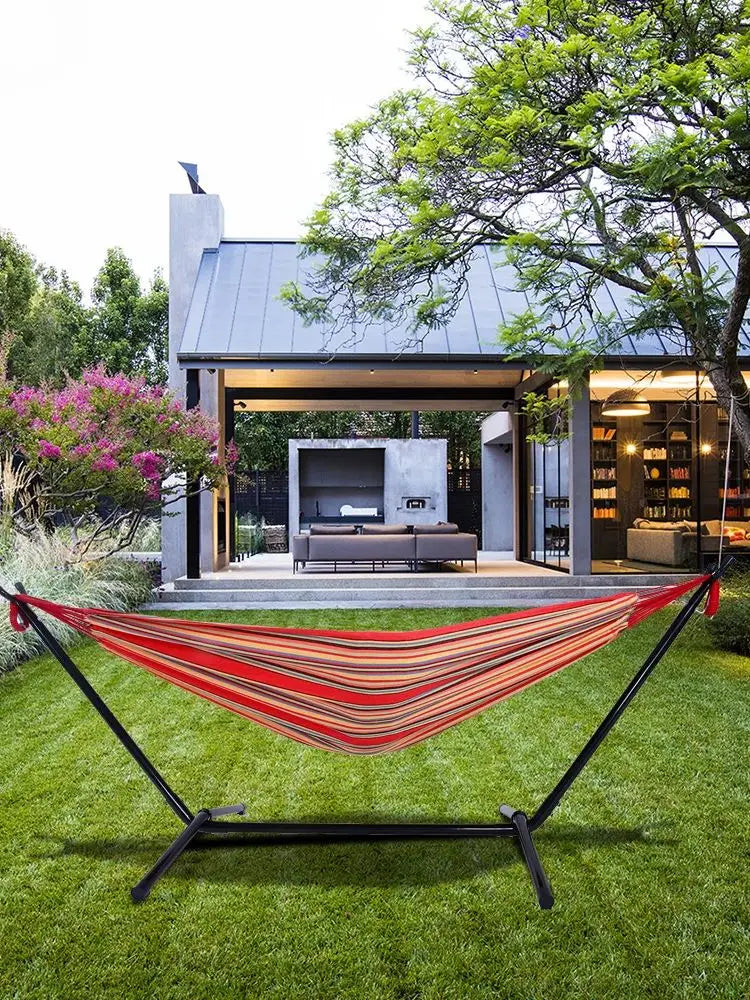 Portable Outdoor Polyester Hammock Set Red